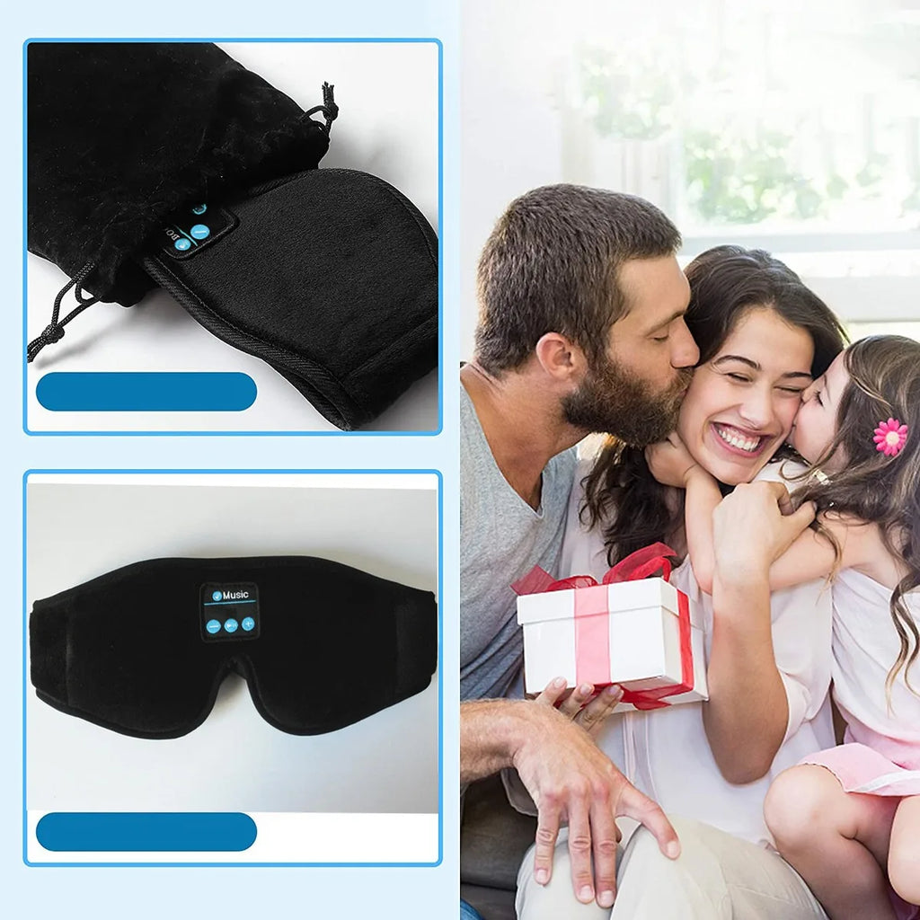 Auriculares para dormir 3D Bluetooth 5.0 con diadema, inalámbricos, transpirables, con antifaz musical, ideales para quienes duermen de lado y para viajes en avión.