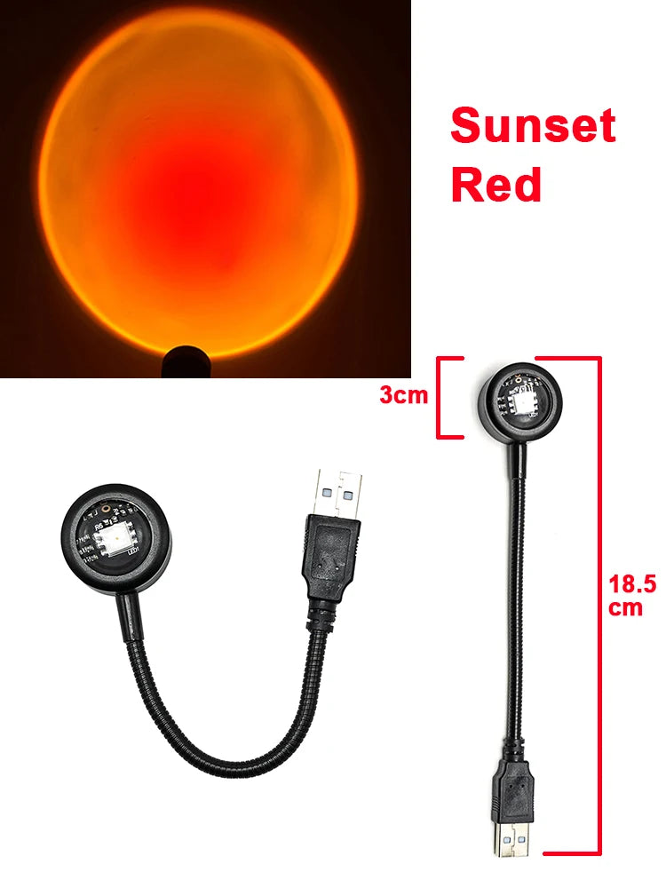 Lámpara USB con efecto atardecer, proyector de atardecer, luz ambiental.