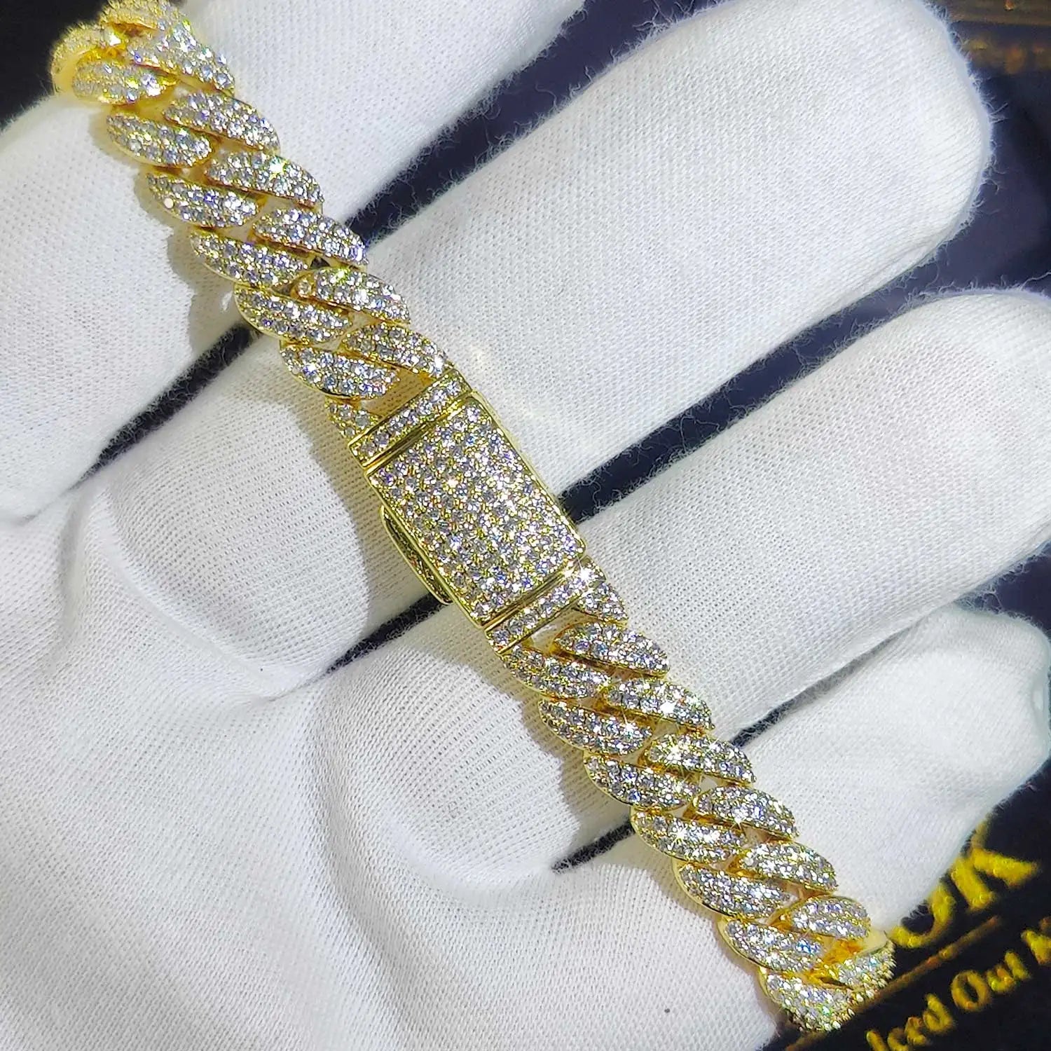 Pulsera cubana de eslabones con circonitas cúbicas de lujo, dos filas de circonitas y cobre, estilo Miami Cuban Bracelet, con incrustaciones de circonitas, estilo hip hop, para hombres y mujeres.