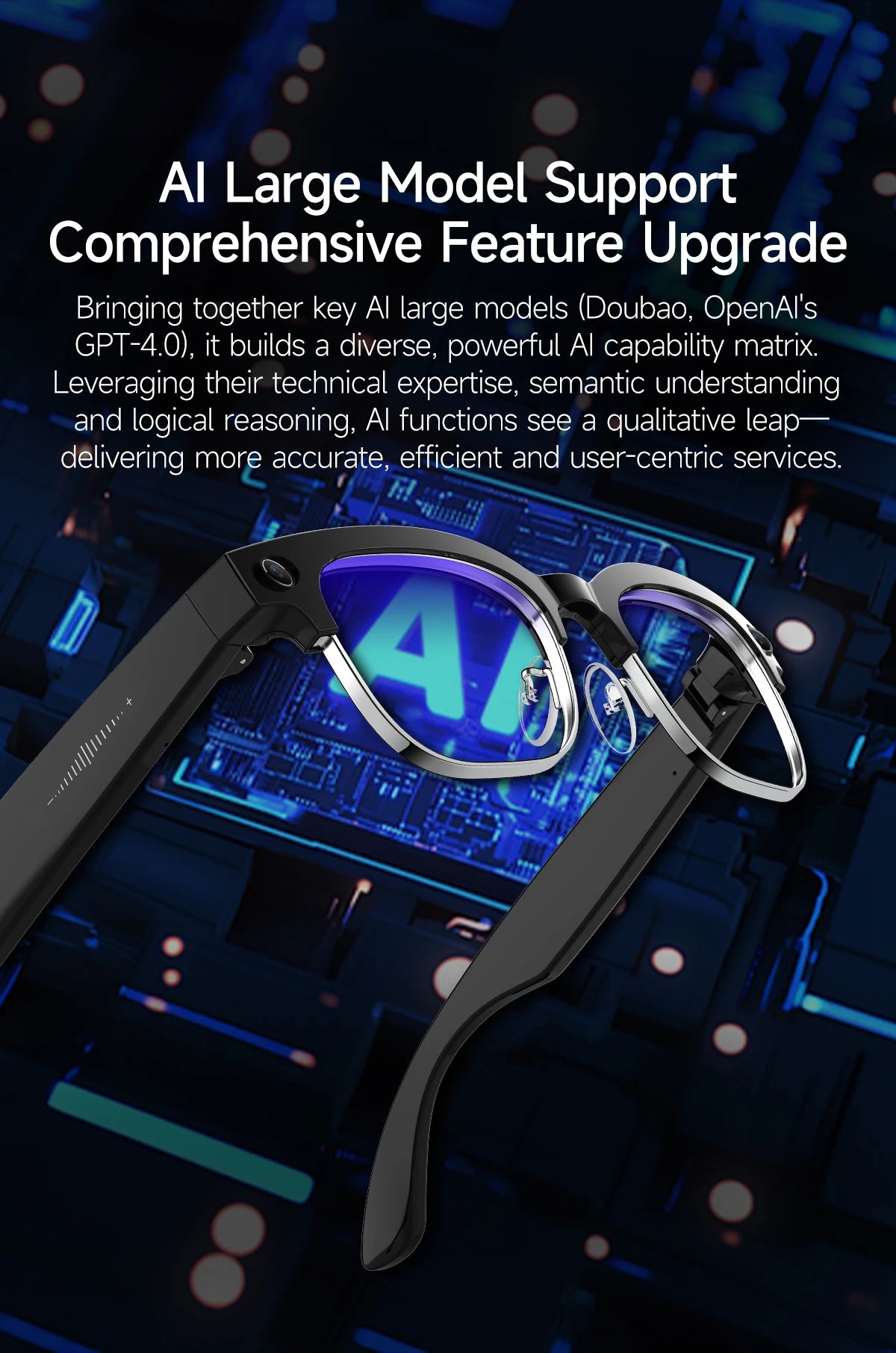 Gafas inteligentes con IA, Bluetooth, 8MP, resistentes al agua (IP66), grabación de video, reconocimiento de fotos y traducción, batería de 290 mAh. Gafas para uso diario.