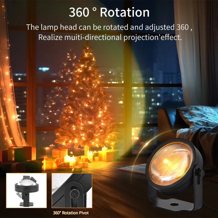 Lámpara inteligente de puesta de sol Tuya, proyector USB de puesta de sol.