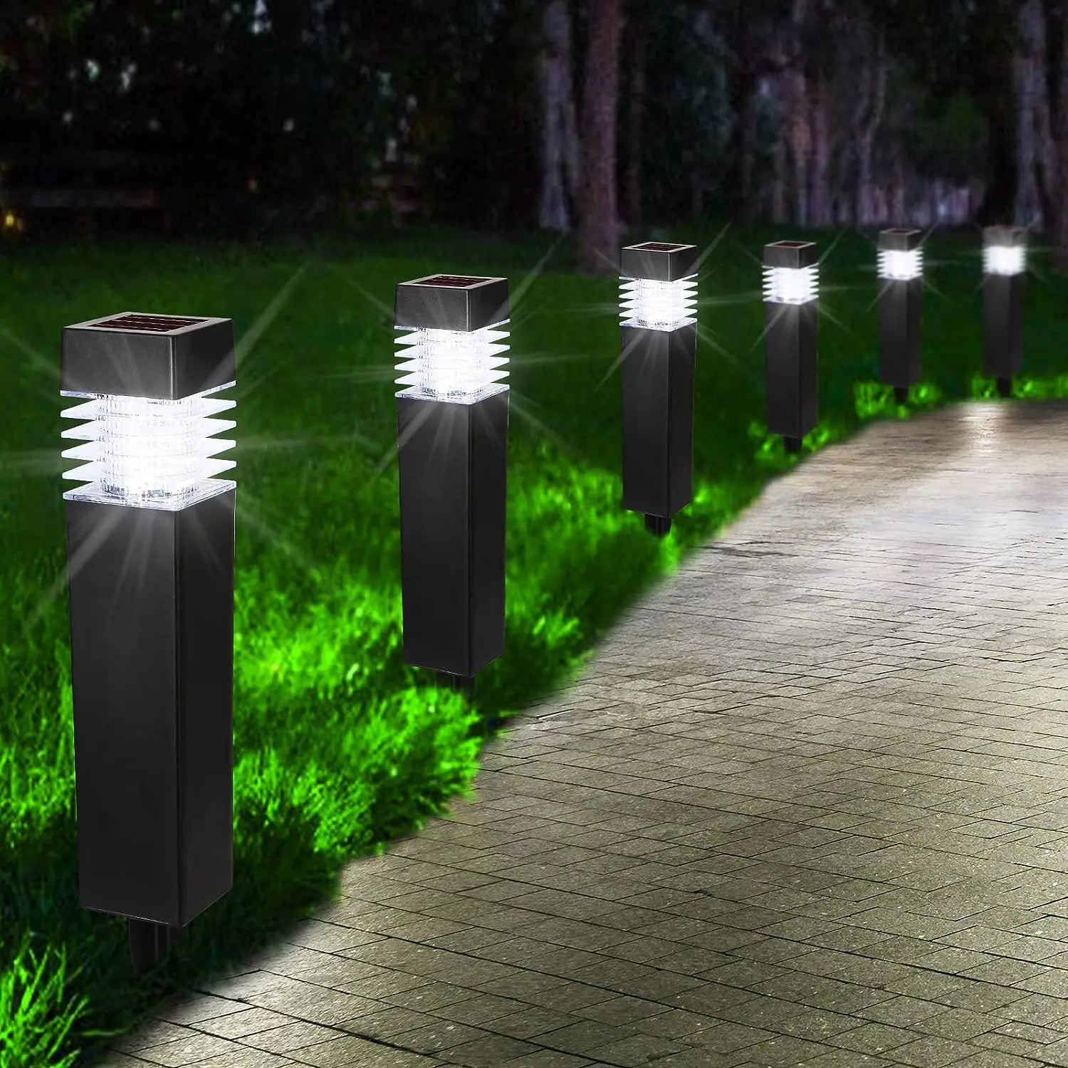 Luces solares para jardín, luces solares LED para caminos exteriores, iluminación paisajística impermeable IP65 para decoración de patios traseros, senderos y entradas de vehículos.