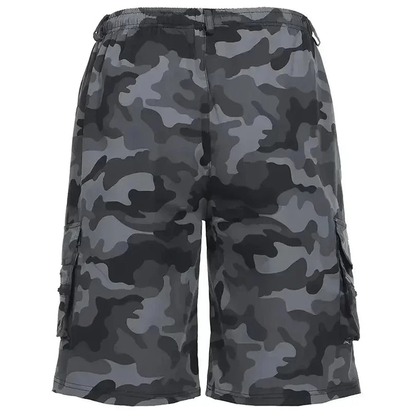 Pantalones cortos tácticos de camuflaje para hombre, de verano, con bolsillos cargo, estilo militar, informales, para senderismo, pesca y viajes.