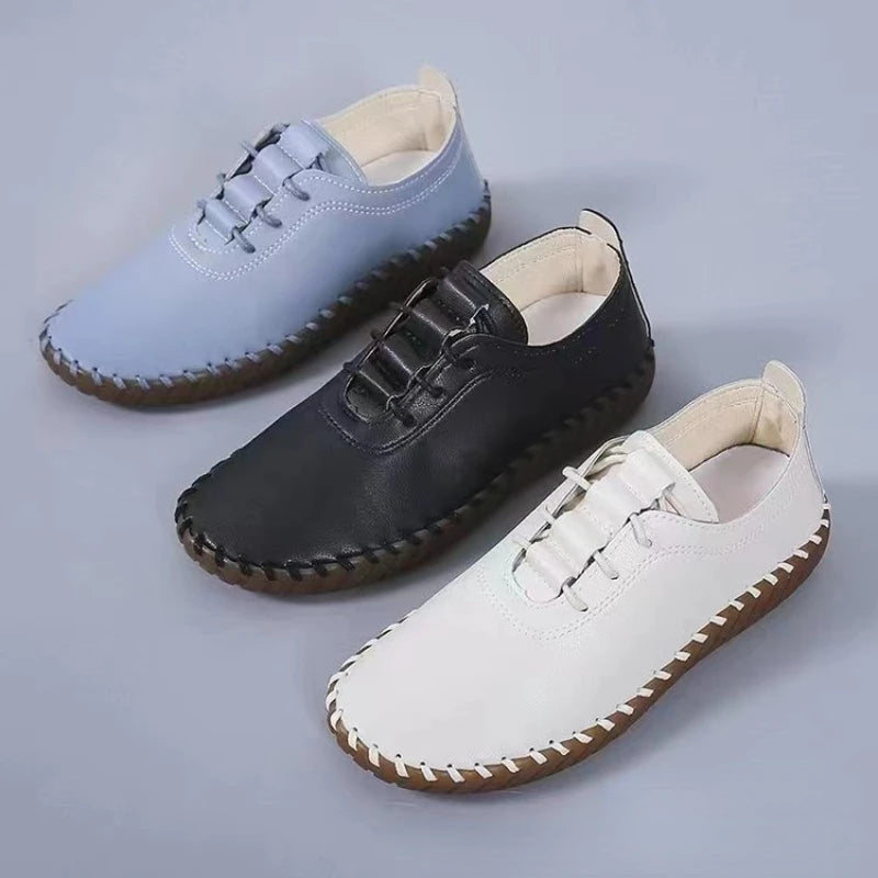 Zapatos planos para mujer 2025, nuevos, hechos a mano, zapatillas deportivas para mujer, zapatos casuales de moda para mamá, mocasines cómodos para mujer, tallas grandes 35-43.