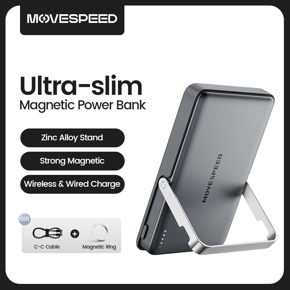 MOVESPEED S10Pro Power Bank magnético de 10000 mAh, batería externa portátil inalámbrica con soporte para MagSafe PowerBank para iPhone 16
