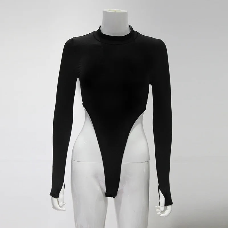 Bodysuits de manga larga con cuello alto para mujer, ideales para otoño, salidas nocturnas, fiestas y eventos informales.