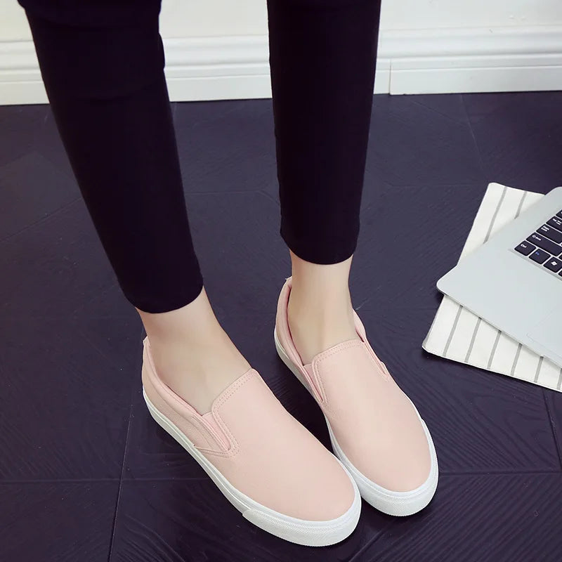 Mocasines de piel Comemore para mujer, tendencia primaveral, zapatos planos casuales, zapatos sin cordones de plataforma vulcanizados, zapatillas deportivas para mujer.