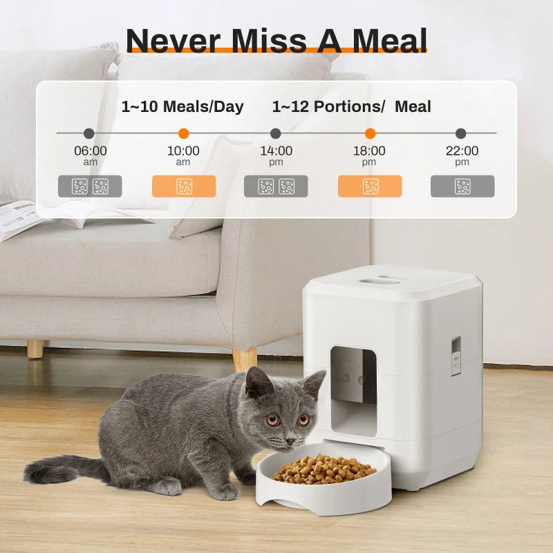 Comedero automático para mascotas de 2 litros, dispensador inteligente de comida para gatos y perros con Wi-Fi, controlable por aplicación, alimentación lenta y cuantitativa para mascotas. Accesorios para gatos.
