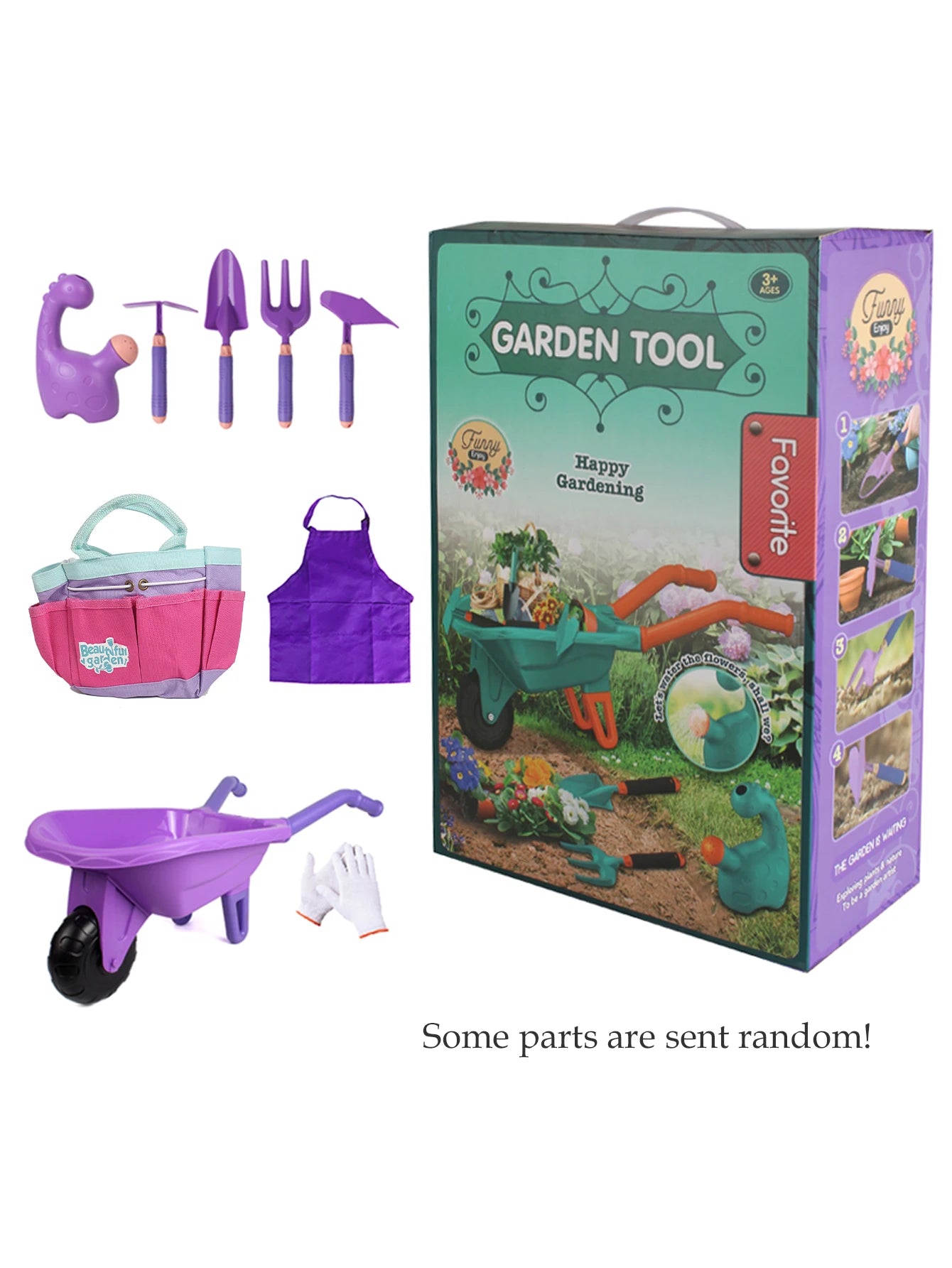 Juego de herramientas de jardinería de juguete para niños, delantal, guantes, herramientas para plantas y flores, regalos para niños y niñas.