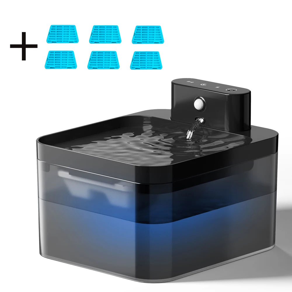 Fuente de agua automática para gatos, dispensador de agua inalámbrico para mascotas (perro y gato), sensor infrarrojo de 2,2 L, accesorios para bebederos inteligentes para mascotas.