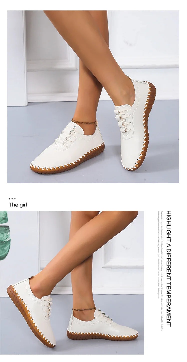 Zapatos planos para mujer 2025, nuevos, hechos a mano, zapatillas deportivas para mujer, zapatos casuales de moda para mamá, mocasines cómodos para mujer, tallas grandes 35-43.