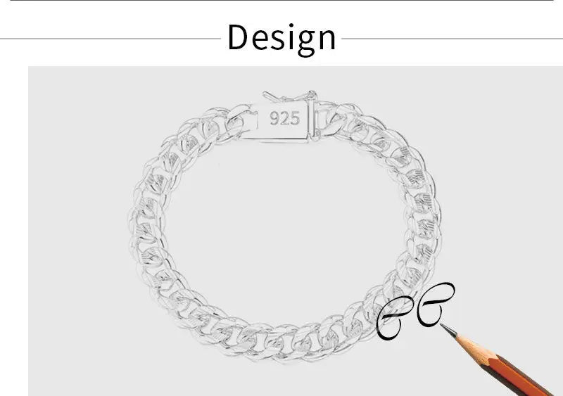 Pulsera BAYTTLING de plata de ley 925, 10 mm, cadena cubana de 8 pulgadas, para hombre y mujer, joyería de moda para fiestas y compromisos.