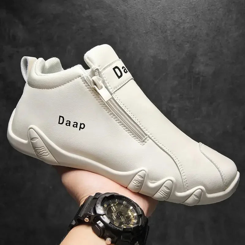 Zapatos casuales nuevos para hombre 2024, botines de lujo con punta redonda, zapatos ligeros sin cordones para caminar, zapatillas altas cómodas para hombre, ideales para actividades al aire libre.
