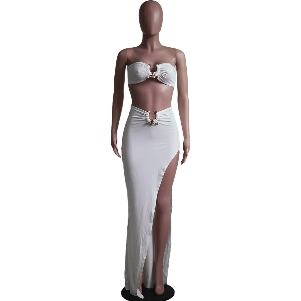 Traje de falda asimétrico y sexy para mujer, estilo casual europeo y americano, ideal para la playa.