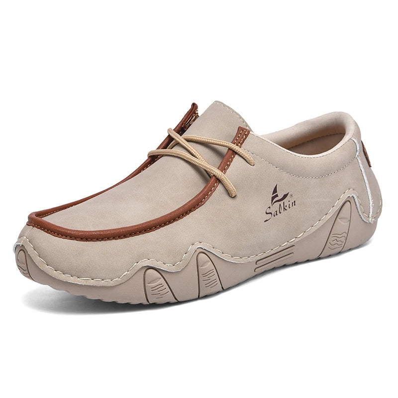 Zapatillas de moda para mujer, hechas a mano, de cuero, estilo casual, con plataforma, mocasines, transpirables, para conducir, tallas grandes.