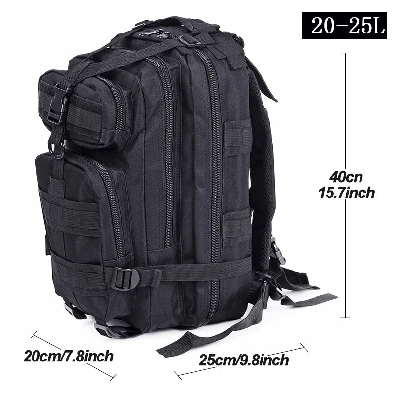 Mochila táctica 3P de 20-25 litros, nailon 1000D, para actividades al aire libre, senderismo, camping, viajes, pesca, caza, con sistema Molle. Mochilas deportivas.