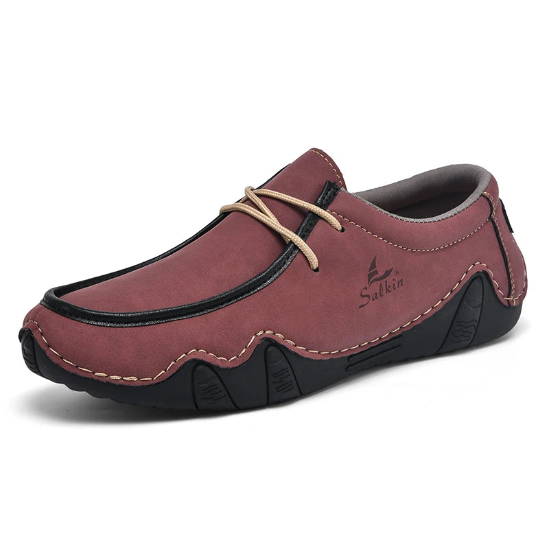 Zapatillas de moda para mujer, hechas a mano, de cuero, estilo casual, con plataforma, mocasines, transpirables, para conducir, tallas grandes.