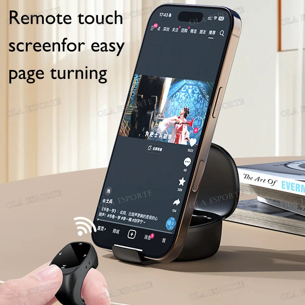 Nuevo anillo inteligente multifuncional con control remoto, Bluetooth 5.3, desplazamiento de página, volteo de video, función "Me gusta" automático y captura de fotos para smartphones.