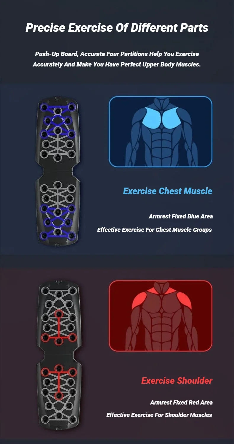 Juego de tabla de flexiones multifuncional portátil y plegable para entrenamiento de pecho, abdomen, brazos y espalda.