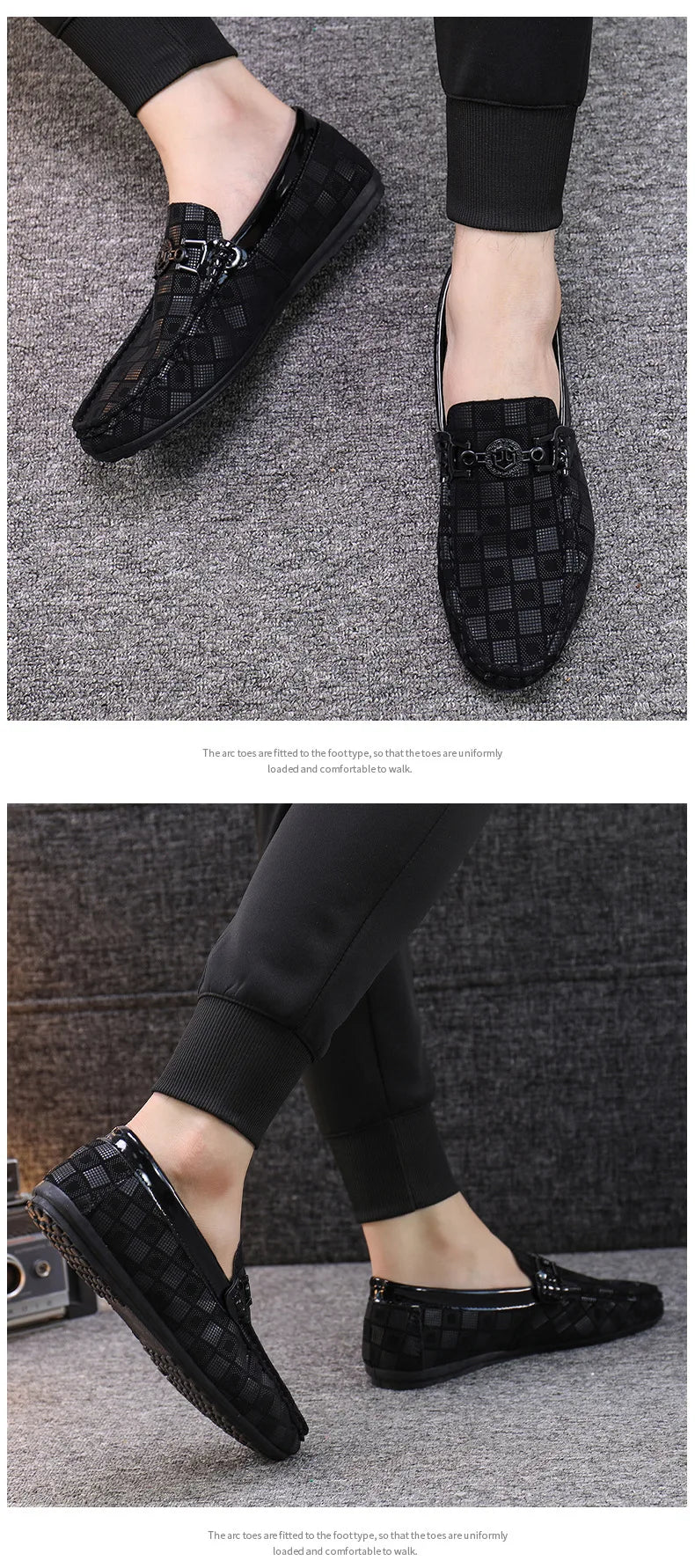 Mocasines nuevos para hombre, zapatos casuales transpirables, cómodos, de cuero a cuadros, zapatos casuales para hombre, sin cordones, concisos, de calidad, zapatillas deportivas para hombre.