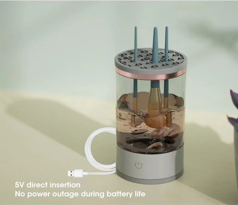 Limpiador eléctrico de brochas de maquillaje, herramienta recargable para limpiar brochas de maquillaje, soporte automático para limpiar brochas de maquillaje.