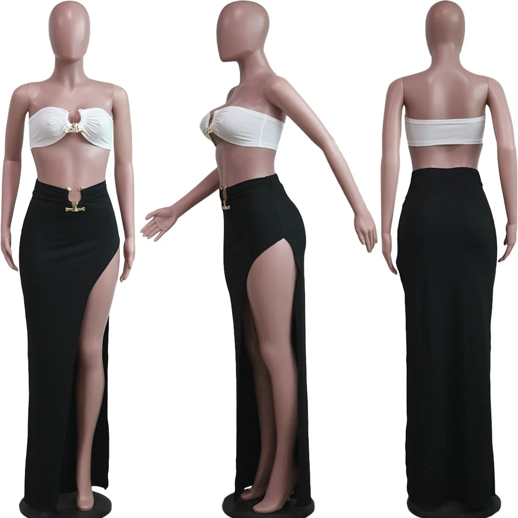 Traje de falda asimétrico y sexy para mujer, estilo casual europeo y americano, ideal para la playa.