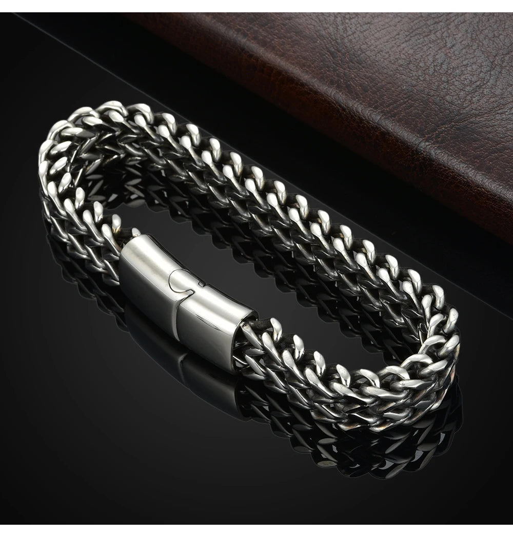 Pulsera cubana de moda para hombre, pulsera de acero inoxidable para mujer, pulsera unisex para pareja, cadena de muñeca, joyería