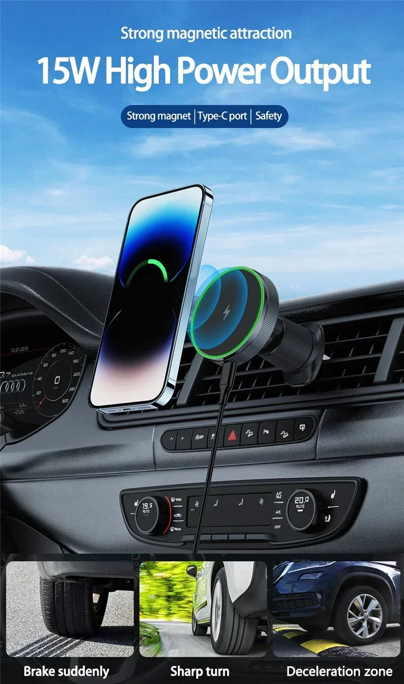 Soporte magnético para cargador inalámbrico de coche, soporte magnético para teléfono de coche, estación de carga rápida para iPhone 15, 14, 13, 12, 11 Pro Max