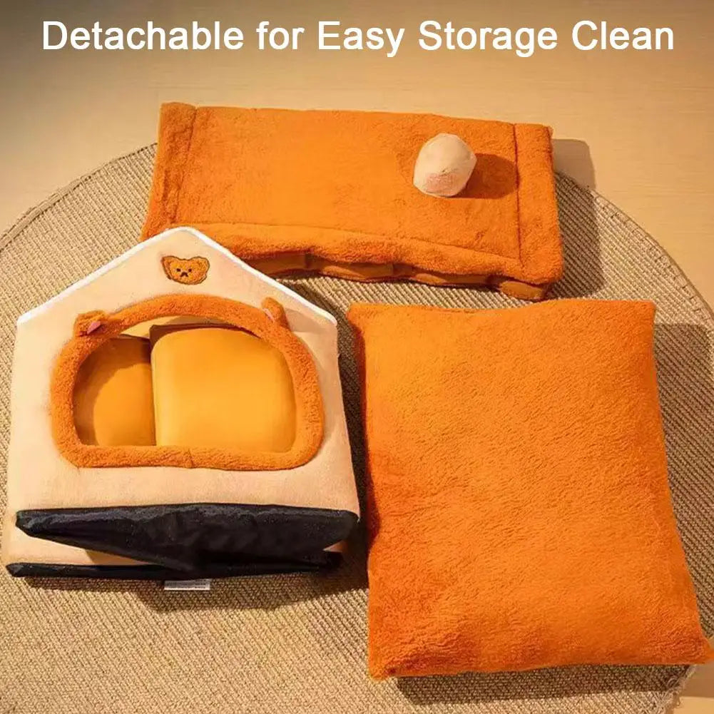 Casa para mascotas Cama para gatos Cueva para perros Caseta Saco de dormir cálido Tienda acogedora Cojín suave para cachorros Esterilla Suministros de invierno para interiores