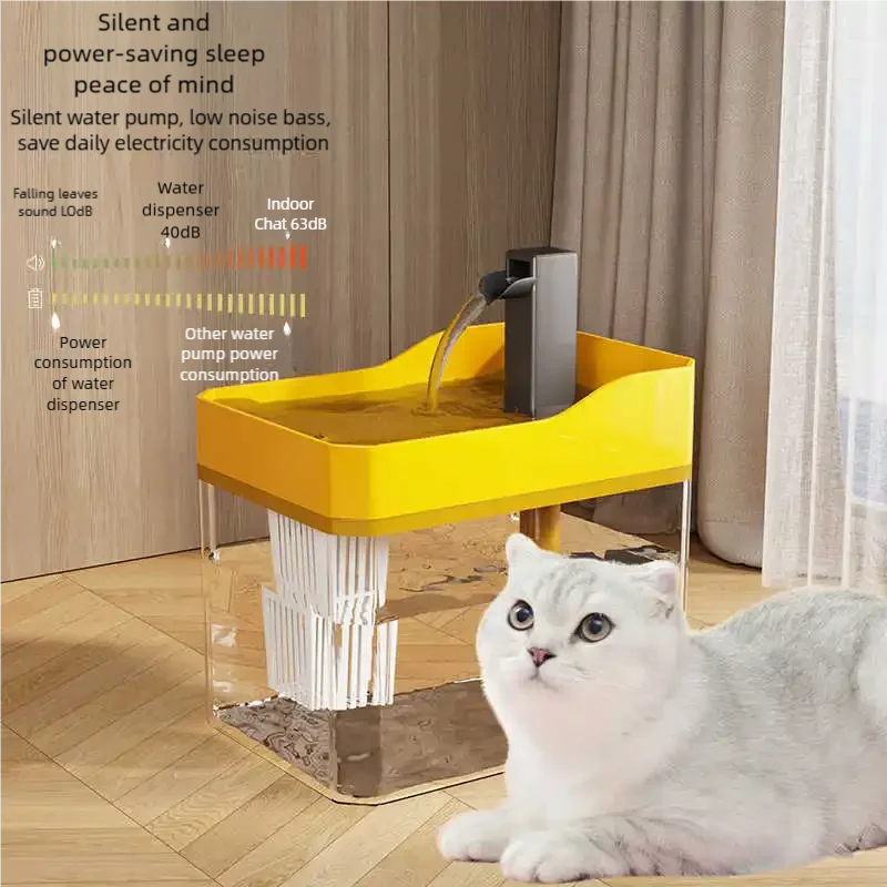 Fuente de agua automática para mascotas de 1,5 L con filtro, bebedero silencioso para gatos, dispensador de agua móvil para mascotas, suministros para la alimentación de perros y gatos.