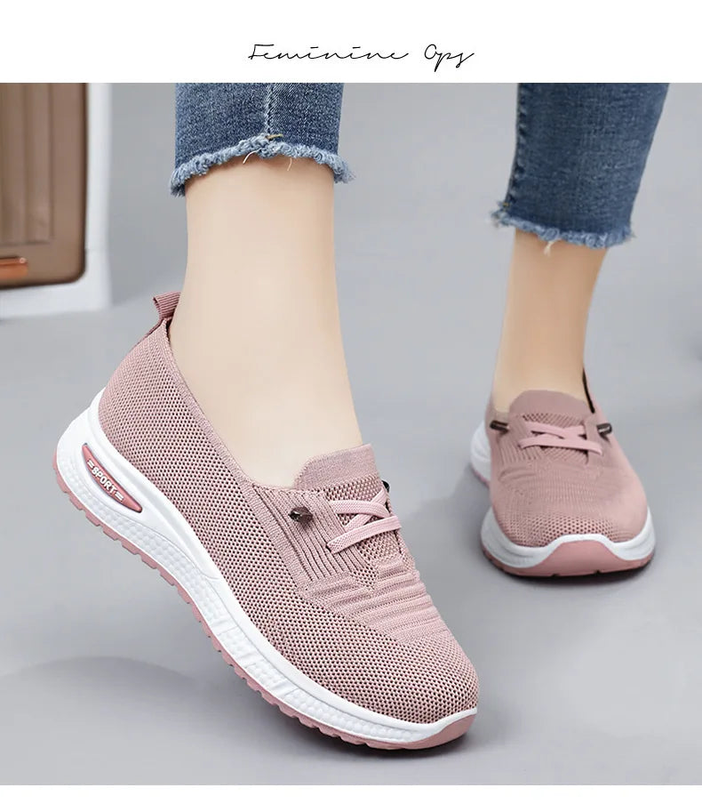 Zapatillas deportivas casuales para mujer 2025, transpirables, de malla, con suela gruesa. Precio asequible. Envío gratuito