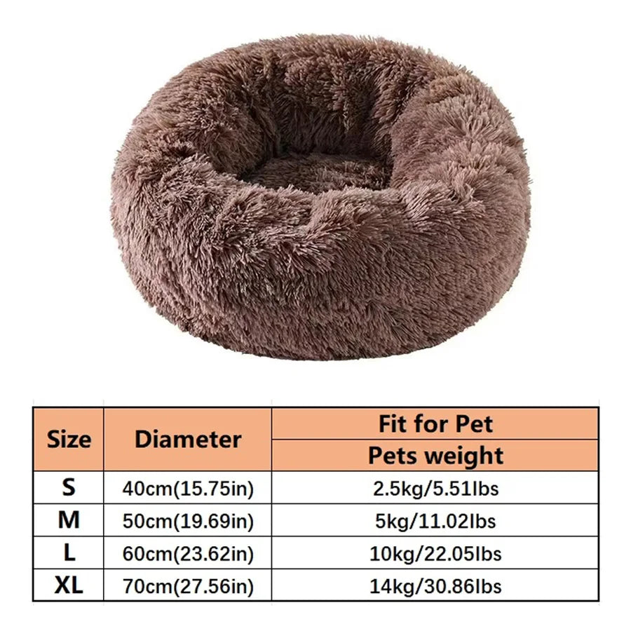 Cama suave para mascotas, almohadilla de felpa cálida de piel sintética para perros, cama relajante tipo donut redonda, cómoda para dormir, lavable, para perros y gatos pequeños y medianos.
