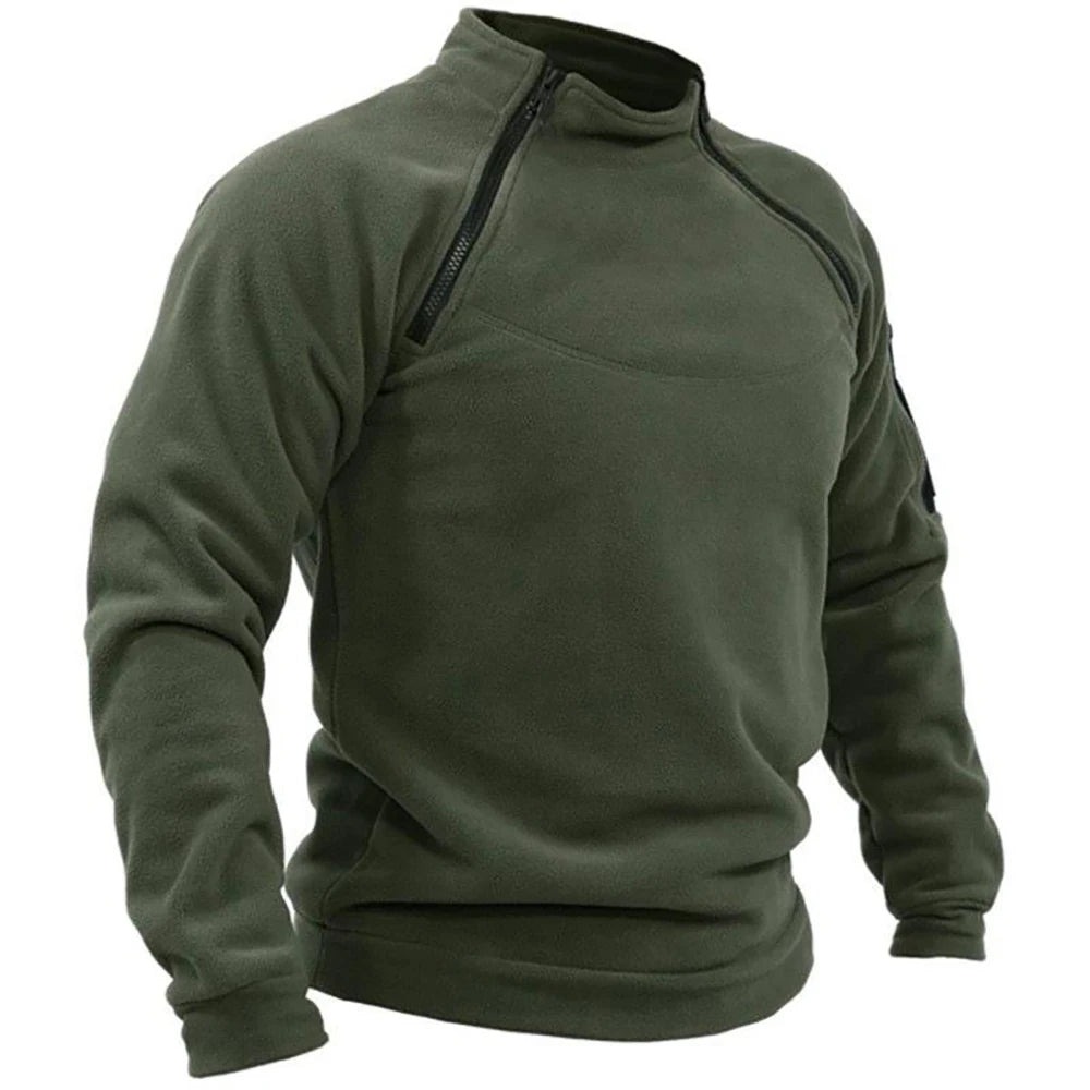 Sudadera táctica con capucha para hombre, estilo militar, para actividades al aire libre, manga larga, con cremallera, forro polar, resistente al viento, térmica, para senderismo, camping y uso militar.