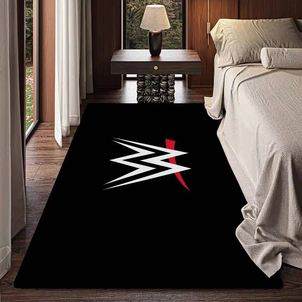 Alfombra de dormitorio y baño retro con diseño de estrella de lucha libre de la WWE.