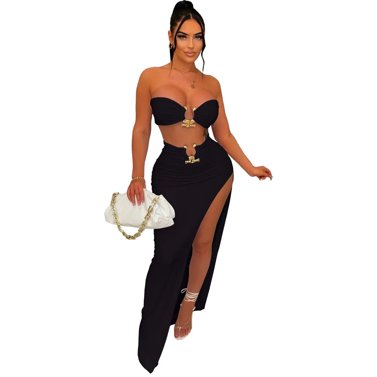 Traje de falda asimétrico y sexy para mujer, estilo casual europeo y americano, ideal para la playa.