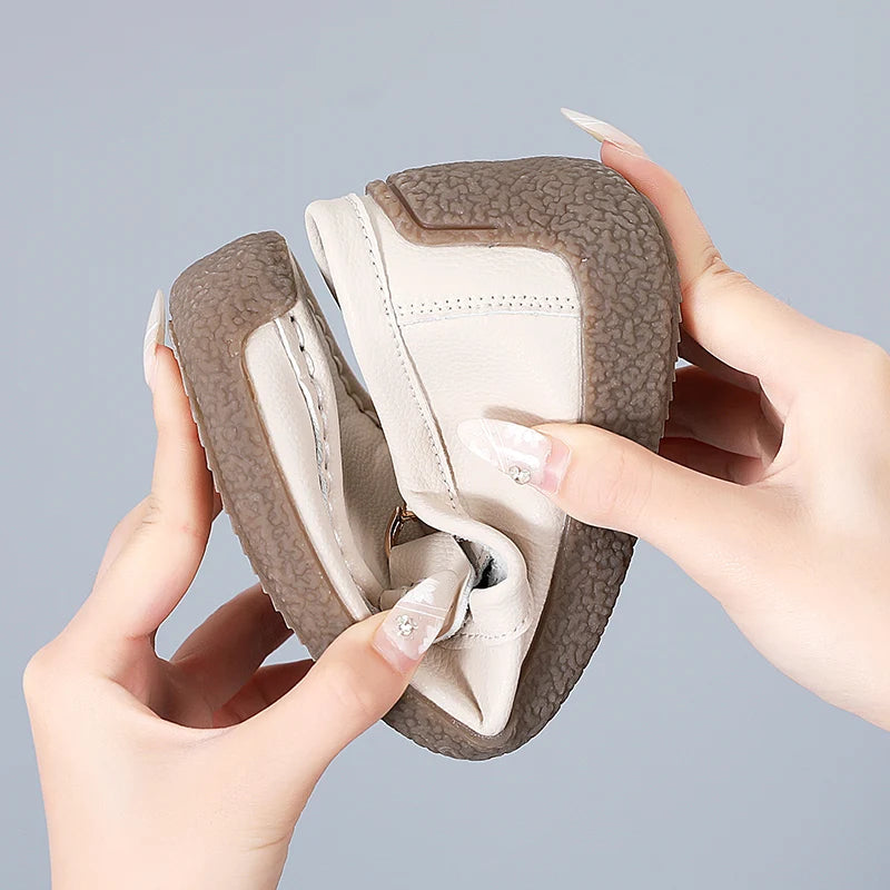 Zapatos planos de mujer 2024, mocasines de cuero, zapatillas deportivas, zapatos casuales, mocasines sin cordones, zapatos náuticos para mujer, talla grande 44.
