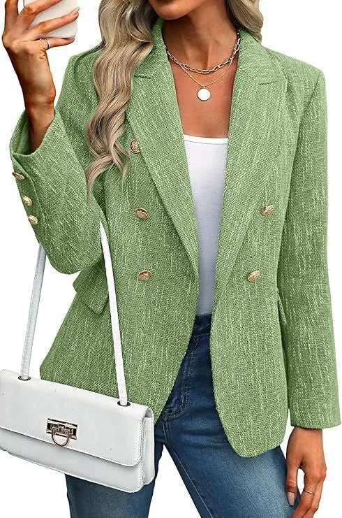 Traje de mujer de nueva tendencia de moda 2026, básico, ajustado, versátil, de color liso, sencillo, para la oficina o para ir al trabajo.