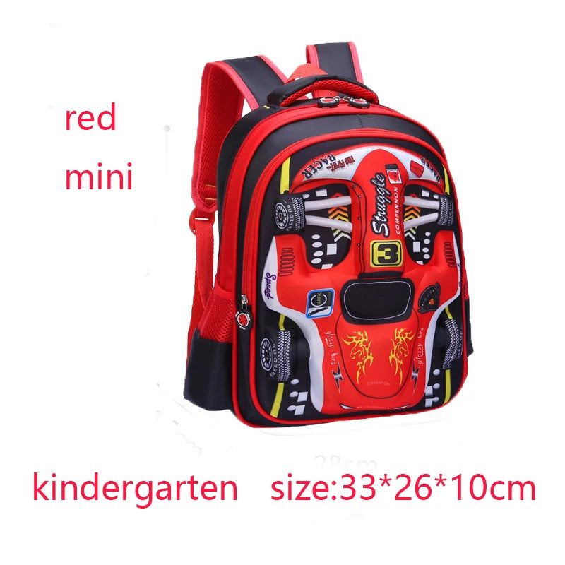 Mochila infantil personalizada con diseño de coche 3D para niño, divertida mochila escolar de dibujos animados para niños, mochila elegante para niños, duradera e impermeable.