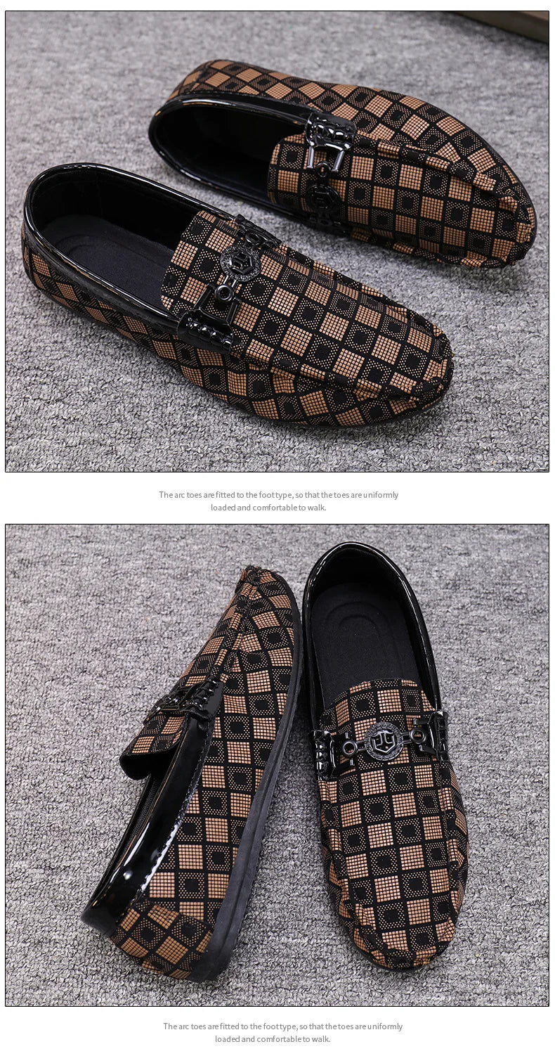 Mocasines nuevos para hombre, zapatos casuales transpirables, cómodos, de cuero a cuadros, zapatos casuales para hombre, sin cordones, concisos, de calidad, zapatillas deportivas para hombre.