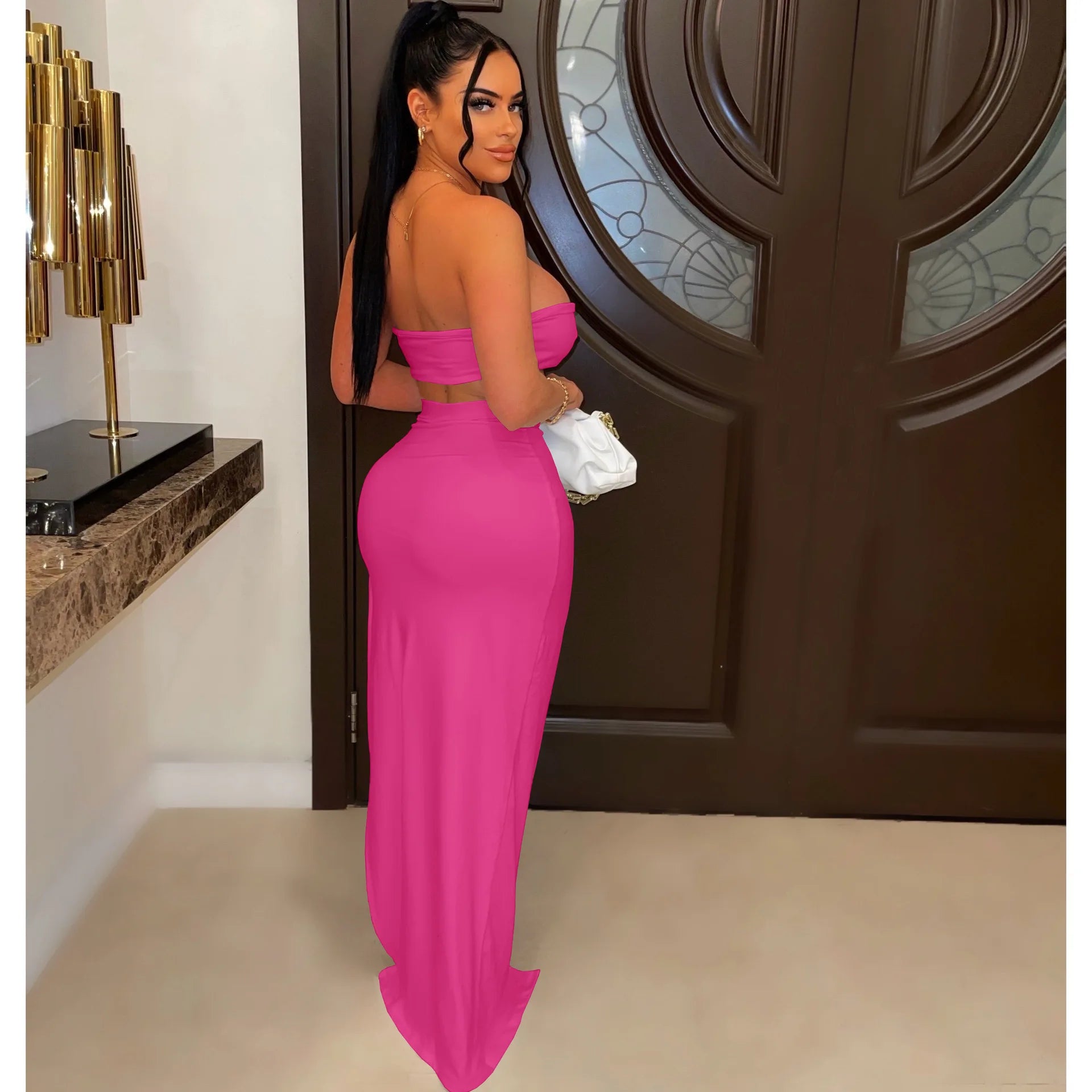 Traje de falda asimétrico y sexy para mujer, estilo casual europeo y americano, ideal para la playa.