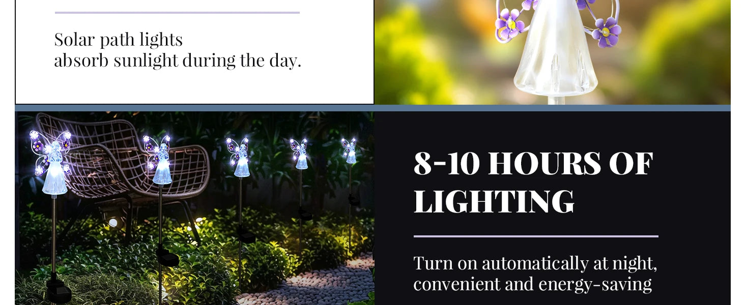 Luz solar de jardín con forma de ángel, luz solar decorativa para exteriores, impermeable, para caminos, tumbas, cementerios, regalo de condolencia