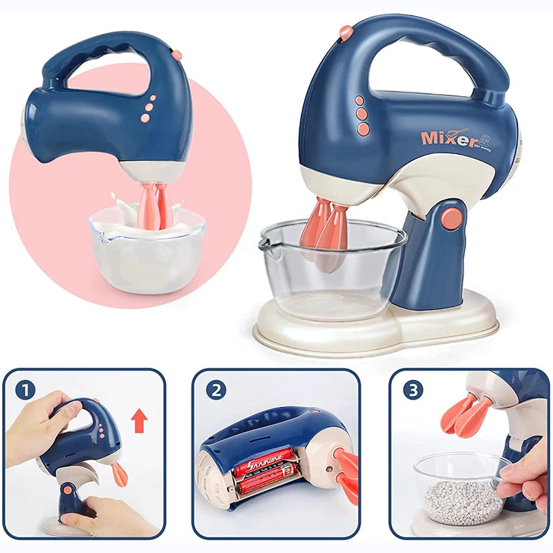 Mini electrodomésticos de juguete para la cocina, juego de imitación con cafetera, licuadora y tostadora para niños y niñas. Regalo ideal.