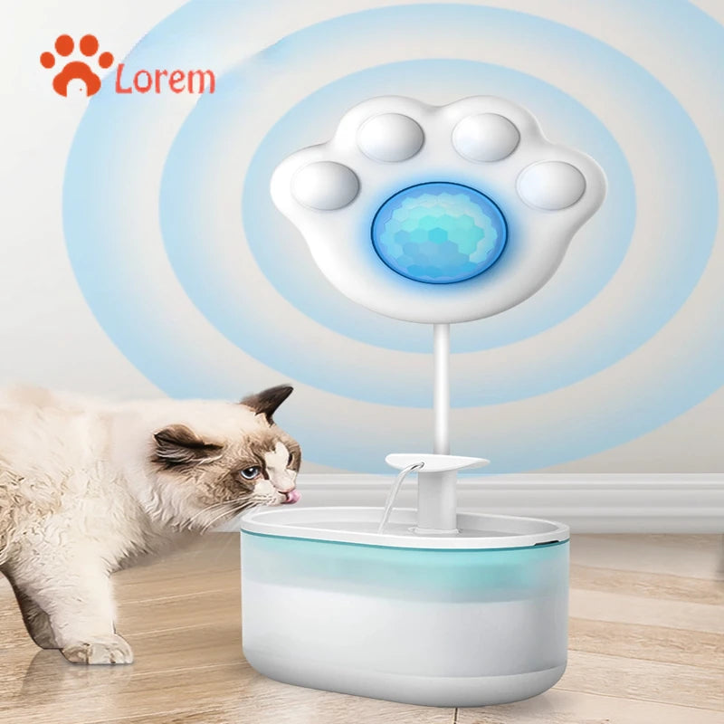 Sensor de fuente de agua para gatos con sensor de movimiento PIR en forma de pata para todos los dispensadores de agua automáticos para mascotas con interfaz USB.