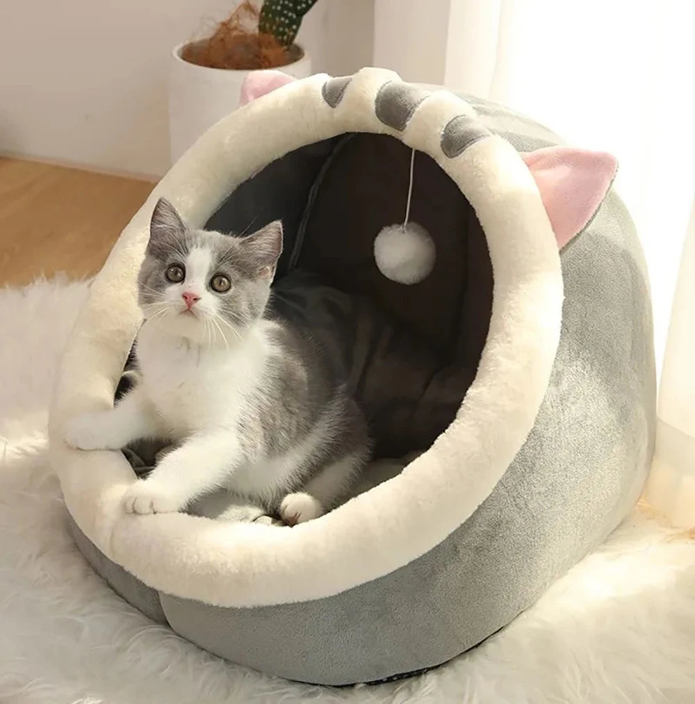 Cama para gatos Deep Sleep con diseño de dibujos animados, cama plegable, extraíble y lavable para mascotas, ideal para perros pequeños. Cama tipo cueva para gatos.