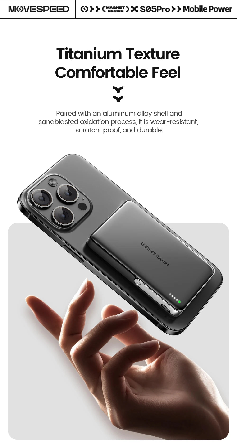 MOVESPEED S10Pro Power Bank magnético de 10000 mAh, batería externa portátil inalámbrica con soporte para MagSafe PowerBank para iPhone 16