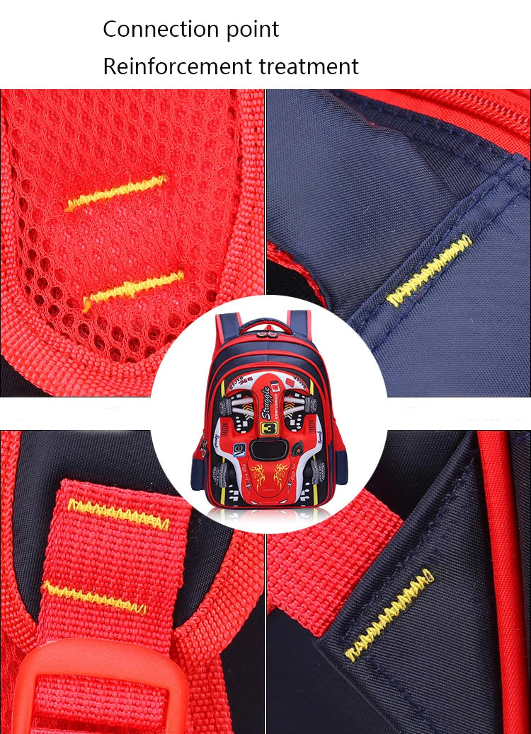 Mochila infantil personalizada con diseño de coche 3D para niño, divertida mochila escolar de dibujos animados para niños, mochila elegante para niños, duradera e impermeable.