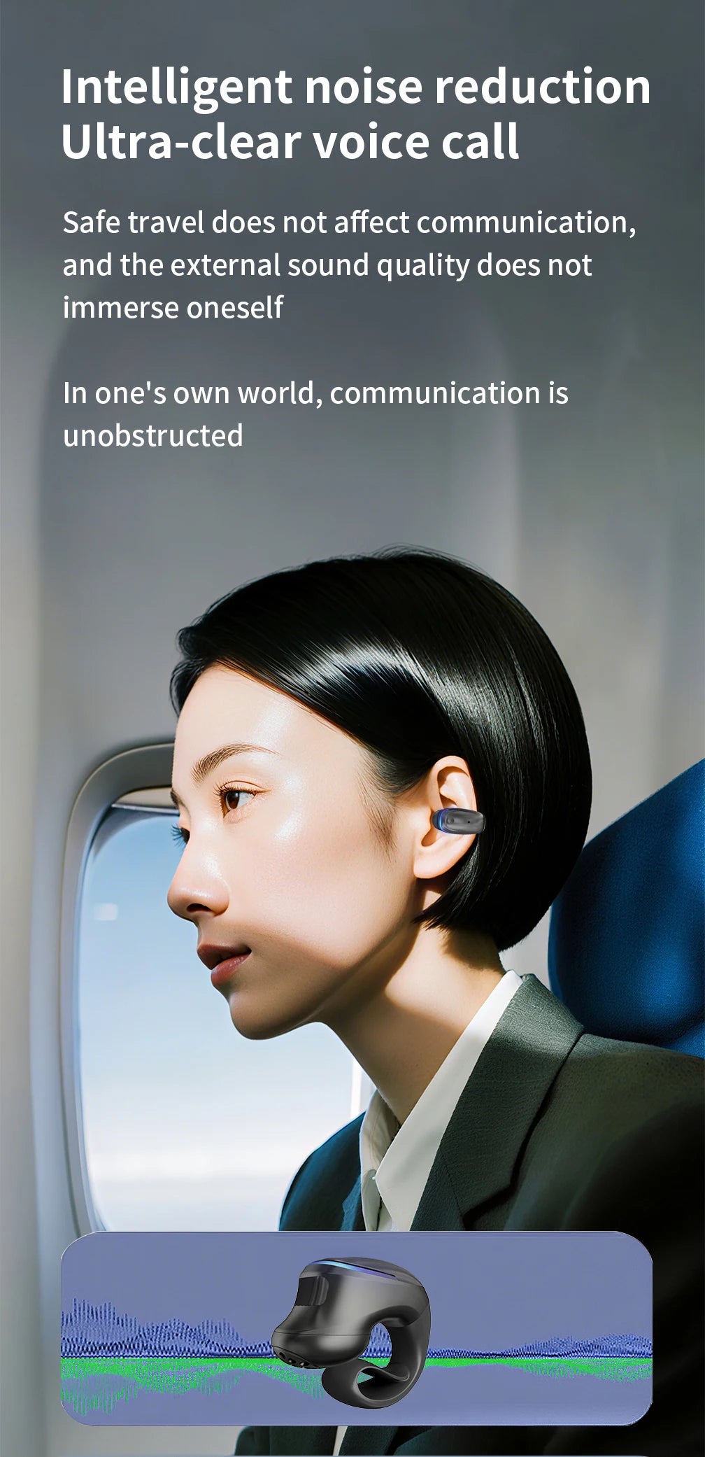 Auriculares inalámbricos Bluetooth de conducción ósea 5.3 con clip parlante, uso prolongado sin dolor, batería de muy larga duración