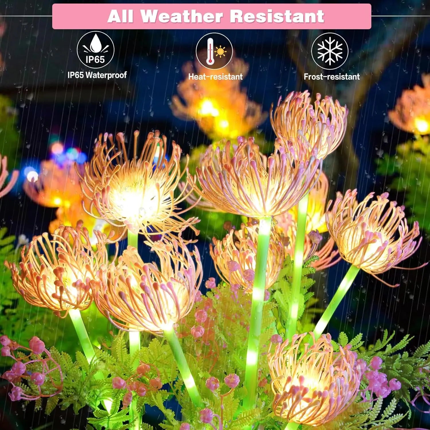 Lámpara solar de jardín con flores y tallo iluminados, panel solar mejorado, decoración para exteriores y regalo para mamá.