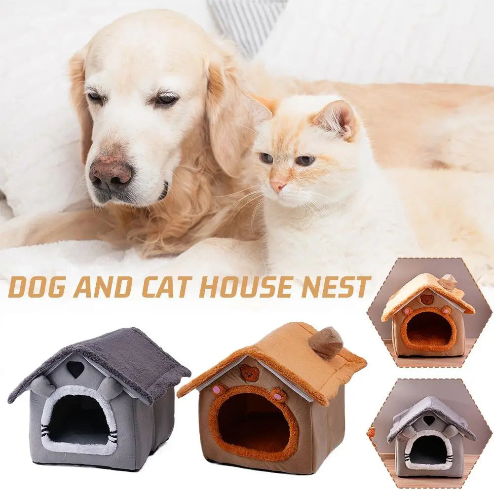 Casa para mascotas Cama para gatos Cueva para perros Caseta Saco de dormir cálido Tienda acogedora Cojín suave para cachorros Esterilla Suministros de invierno para interiores
