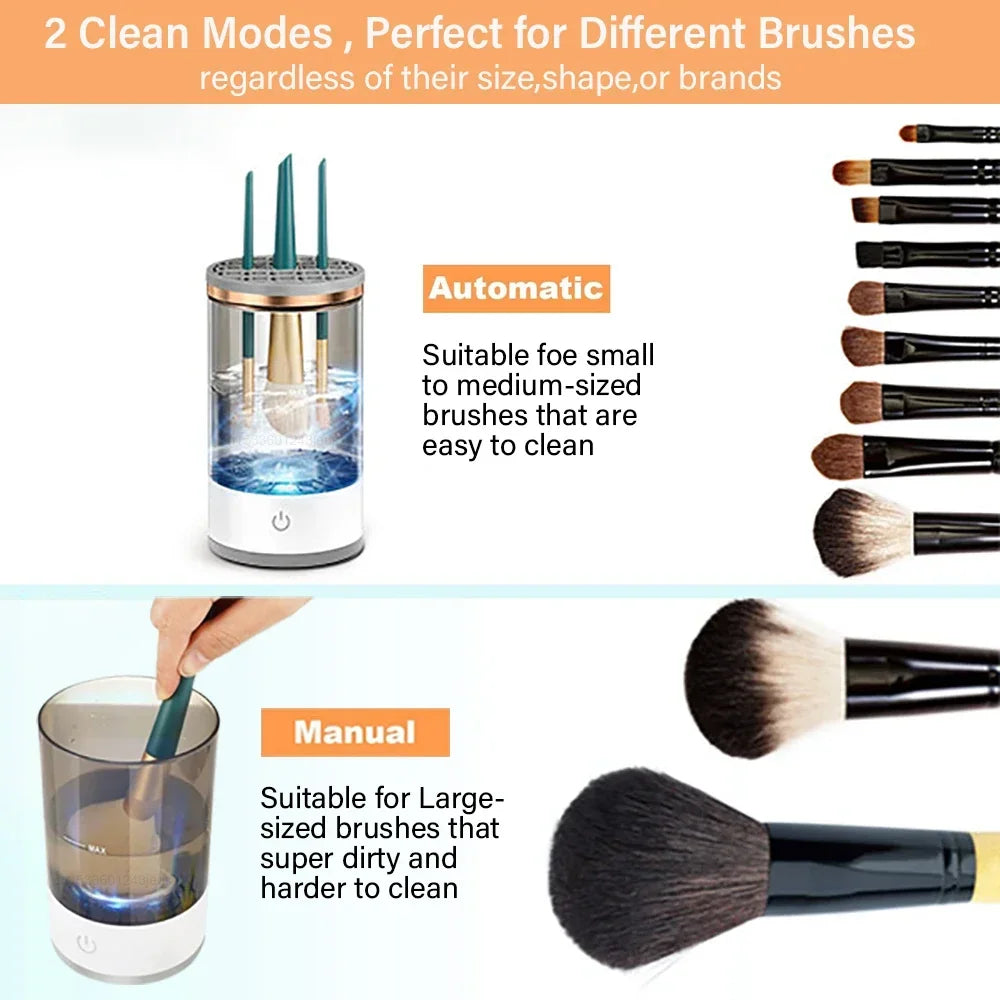 Limpiador eléctrico de brochas de maquillaje, herramienta recargable para limpiar brochas de maquillaje, soporte automático para limpiar brochas de maquillaje.